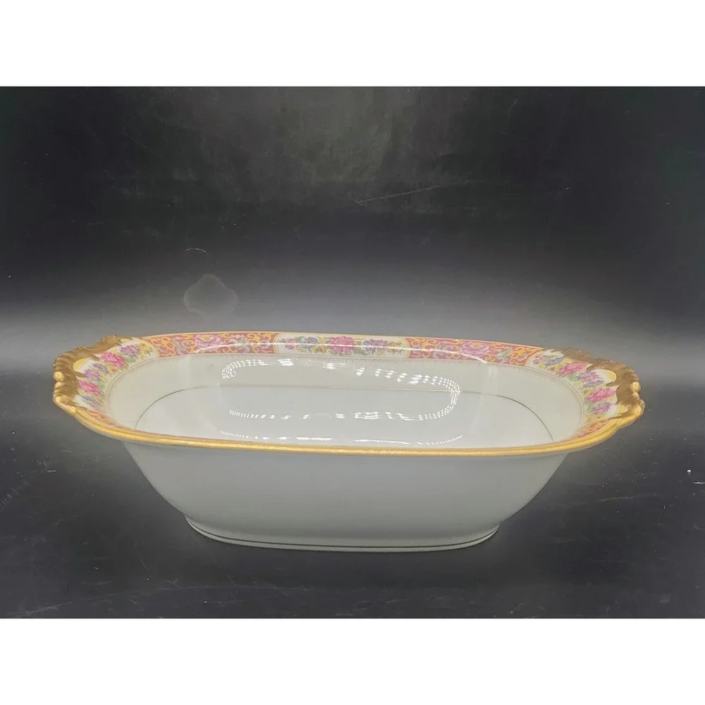 Vintage Vignaud Loesers Limoges France Oval Vegetable Bowl Hand Painted 10
